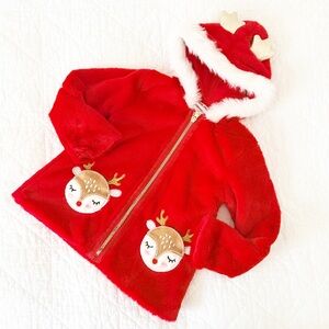 Little Lass Faux Fur Reindeer Coat 3T Christmas